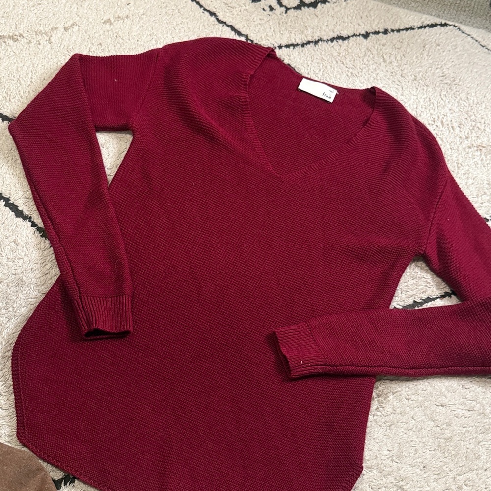 Wilfred Deep Red V-Neck Sweater - Picture 4 of 4